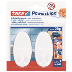 TESA Powerstrips Hooks Large Oval 2 Hooks/ 4 Strips White (IP 6)