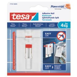 TESA Adhesive Nail adjustable 4kg - Tiles 2 Hooks/ 6 Strips (IP 8)