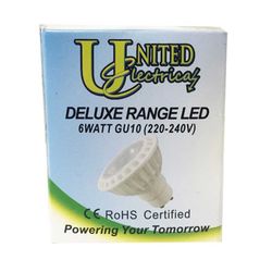 Globe Downlight Led 6w 230v Warm/w Gu10 350lm 30000hrs