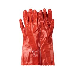 Gloves Pvc Coat Red O/cuff 35cm Std Elbow Int/lined Lrg G