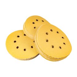 Gold Disc (50 Pieces) 320 Grit 125mm X 8 Holes Hook And Loop