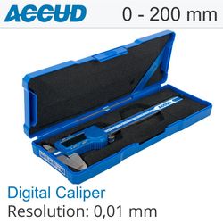 Dig. Caliper 200mm 0.03mm Acc. Metal Cover S/steel 0.01mm Res.