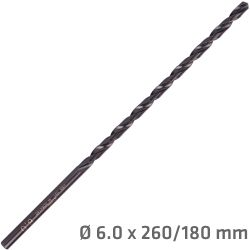 Hss Drill Bit 6mm 260 X 180 Extra Long