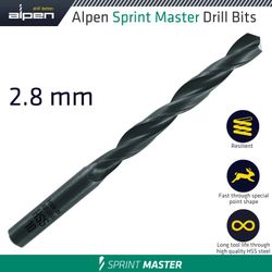 Hss Sprint Master 2.8mm X1 Sleeved Din338 ALPEN Drill Bit