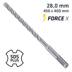 Force X 28.0 X 450/400 Sds-+ Rebar Rebar Drill Bit X4 Cutting Edges