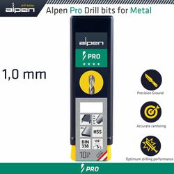 ALPEN Pro 1.0mm Hss Drill Din 338 Rn 135 With Split . Bulk