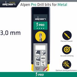 ALPEN Pro 3.0mm Hss Drill Din 338 Rn 135 With Split . Bulk