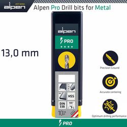 ALPEN Pro Hss Drill Din 338 Rn 135 With Split . 13.0mm Bulk