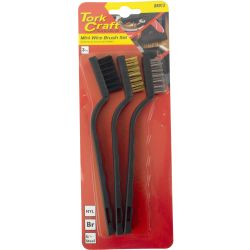Mini Brush Set 3pc Brass Stainless Nylon In Blister