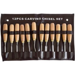 Chisel Set Wood Carving 12piece In Leather Pouch