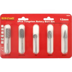 Rotary Burr Set 5 Pc Asstd 12mm Dia Tungsten