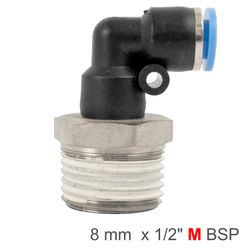 Elbow 8mm-1/2 M Pu Hose Fitting