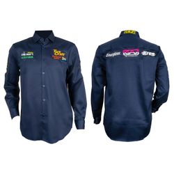 Vermont Mens Cotton Shirt Navy Blue Medium - Long Sleeve