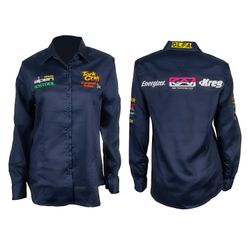 Vermont Ladies Cotton Shirt Navy Blue Small - Long Sleeve