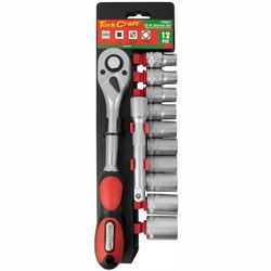 Socket & Ratchet Set 12pc 10-22mm 1/2' Drive 12 Crv 12 .
