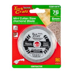 Diamond Blade 76mm X 10mm Cont. Rim Mini Cutter Saw