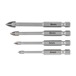 Glass & Tile Drill 4 Flute Set 4pc 4/5/6/8mm In Plastic Case