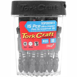 Impact Pozi.2 X 50mm Insert Bit 15pc Tic Tac Case Pz2