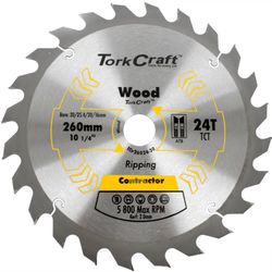 Blade Contractor 260 X 24t 30/1/20/16 Circular Saw Tct