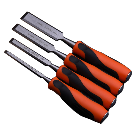 4pcs Orange Black Handle Wood Chisel Set