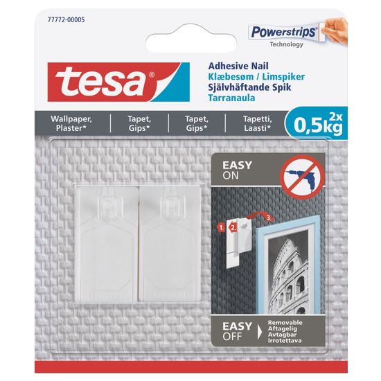 TESA Adhesive Nail 0,5kg - Sensitive Surface 2 Hooks/ 3 Strips