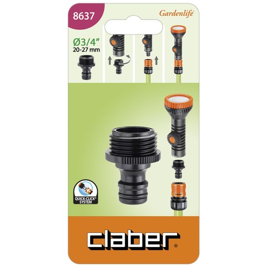 3/4 inch MALE THREAD TO QUICK CLICK CONNECTOR (CARDED)