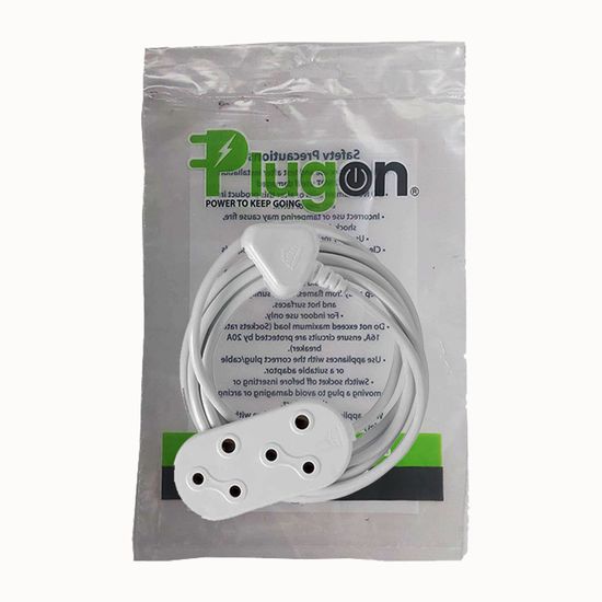 Extension Cord White 3mtx10amp (2x3 Pin)