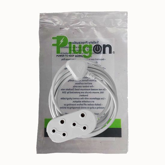 Extension Cord White 5mtx10mp (2x3 Pin) Ext005