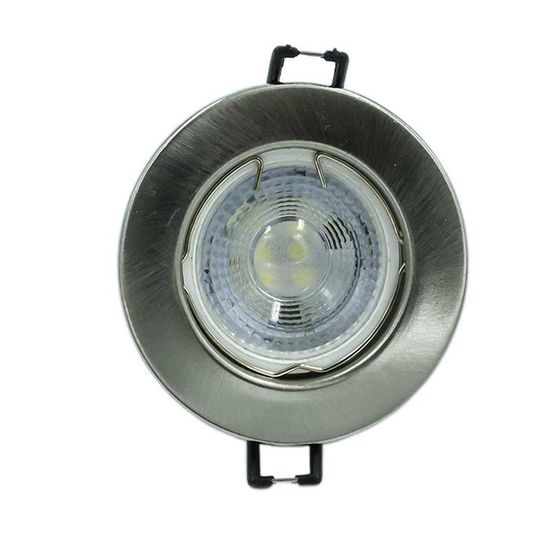 Globe Gu10 Led Downlight 5w Cool/w Silver Flange 3000h Eo21