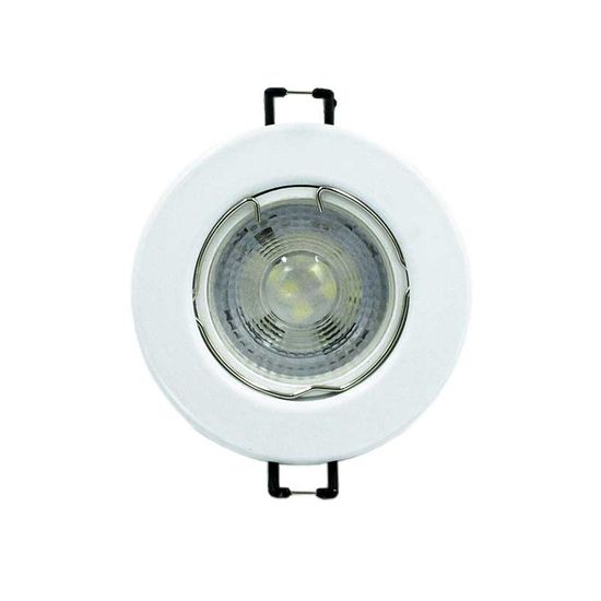 Globe Gu10 Led Downlight 5w Cool/w White Flange 3000h Eo21