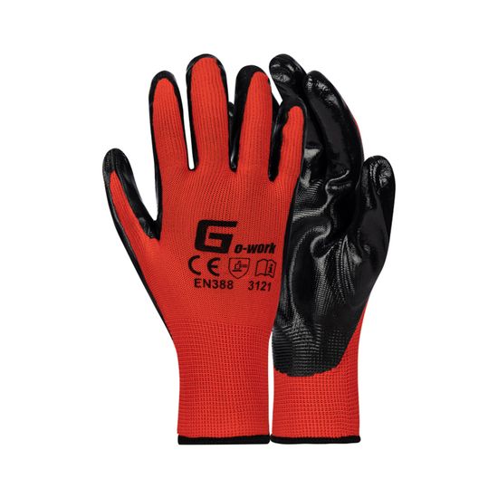 Gloves Nitrile Coated Smooth Red Size 10