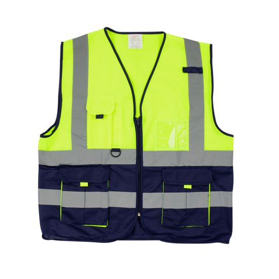 Vests PIONEER Signaling With Zip Id Pocket Lime/navy Lrg Vo3