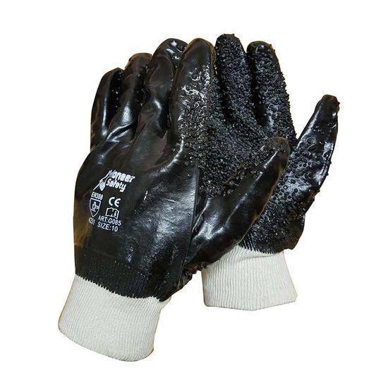 Gloves Black Chip Palm Knitwrist L G085