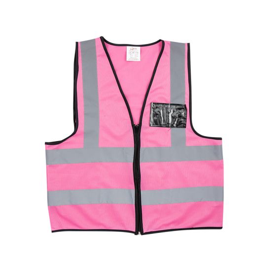 Vests PIONEER Refl Zip Id Pocket Pink Lrg V020