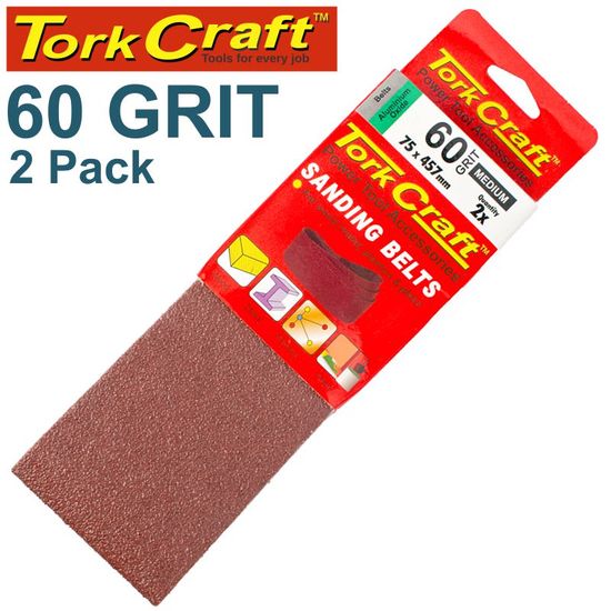 Sanding Belt 75 X 457mm 60grit 2/pack