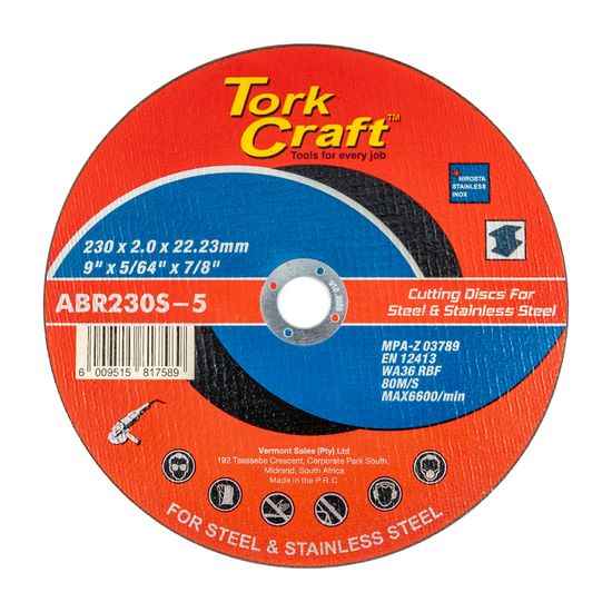 Cutting Disc For Steel And Stainless Steel 230 X 2.0 X 22.2mm