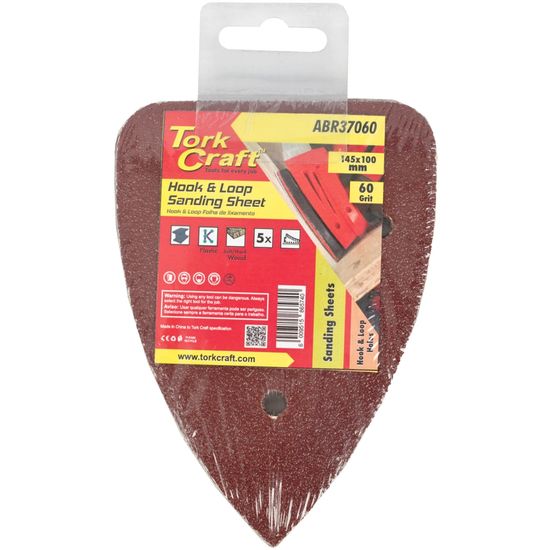 Sanding Tri - 60 Grit 145 X 145 X 100mm 5/pack For Tcms Hook And Loop