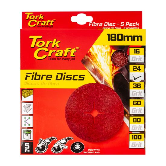 Fibre Disc 180mm 24 Grit 5 Pack