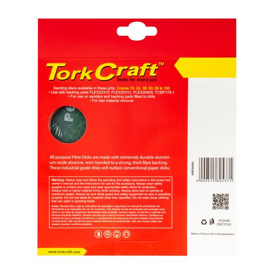 Fibre Disc 180mm 60 Grit 5/pack