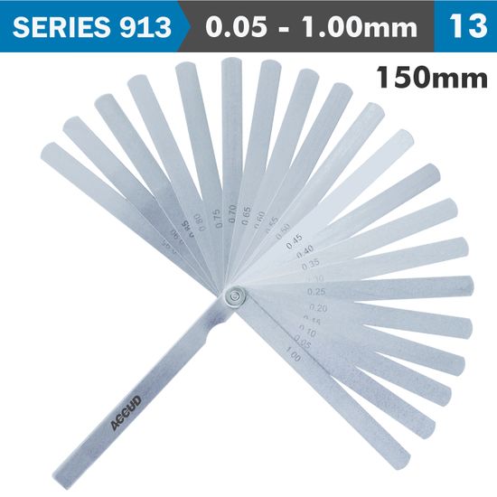 Long Feeler Gauge 150mm 0.05-1.00 13 Leaves Din2275