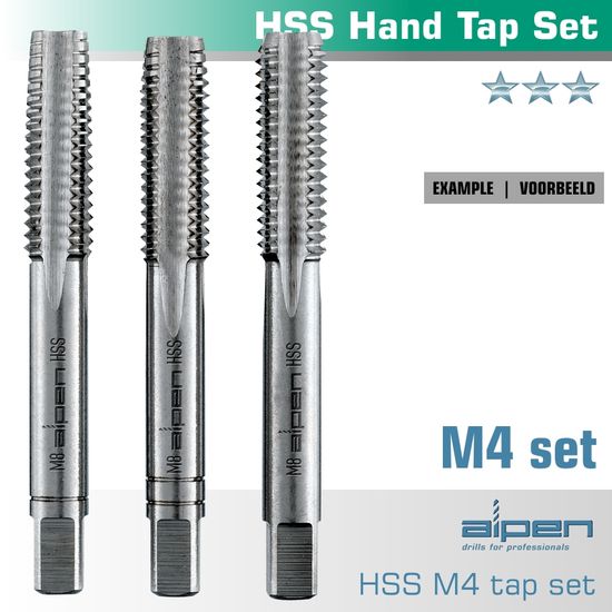 Hand Tap Set In Pouch M4 Hss 0.7mm Pitch