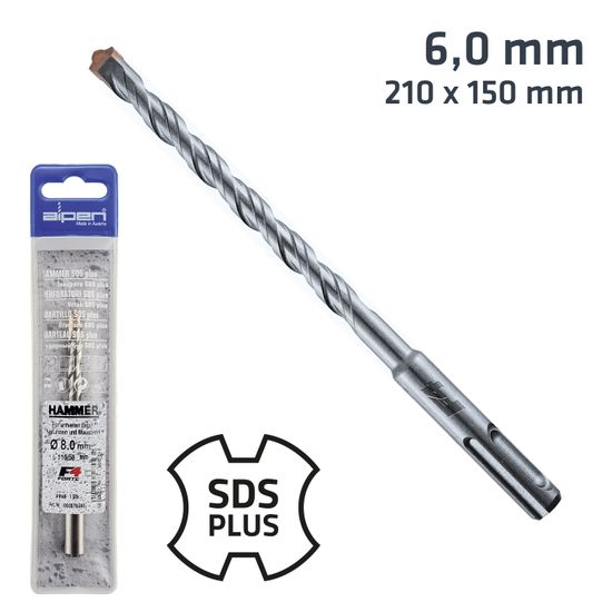 Sds Plus 210x150 6.0mm Hammer Bit Plastic Wallet