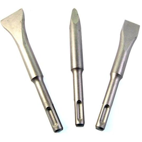 Sds Short Chisel Set Plastic Tube Point X140mm Flat 20x140 Wide 30x140