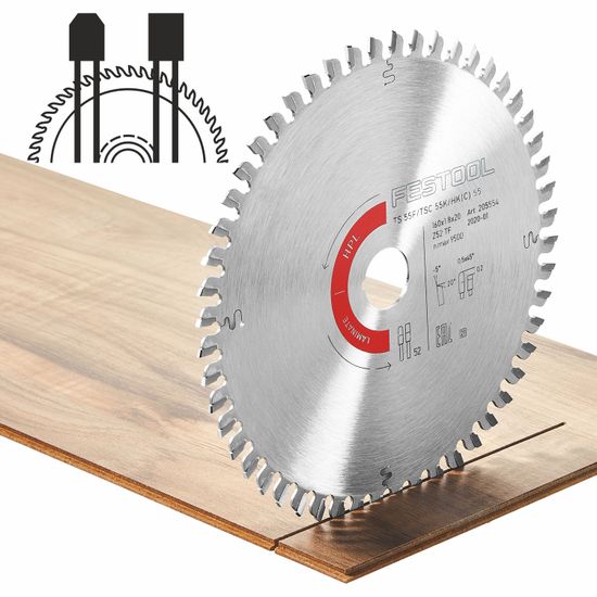FESTOOL HW 168x1,8x20 TF52 L LAMINATE/HPL Saw Blade 168mm 52T