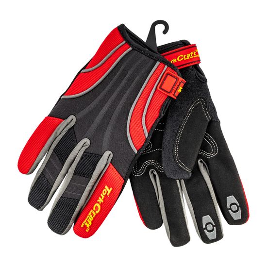 Mechanics Glove 2x Large Synthetic Leather Reinforced Palm Spandex Red