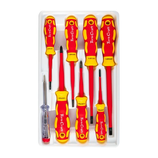 8pc Screwdriver & Tester Set Electricians Insulated Vde