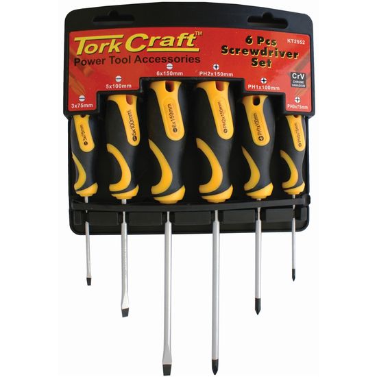 6pc Screwdriver Set With Wall Mountable Rack Ph Sl