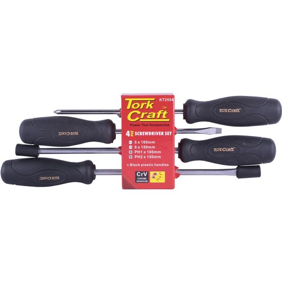 4pc Screwdriver Set Black Handle
