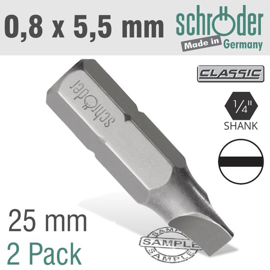 Slotted Bit 0.8x5.5mm 25mm 2cd