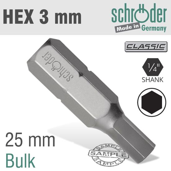 Hex/allen Insert Bit 3mm Bulk